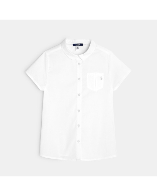 Chemise unie manches courtes blanche fille