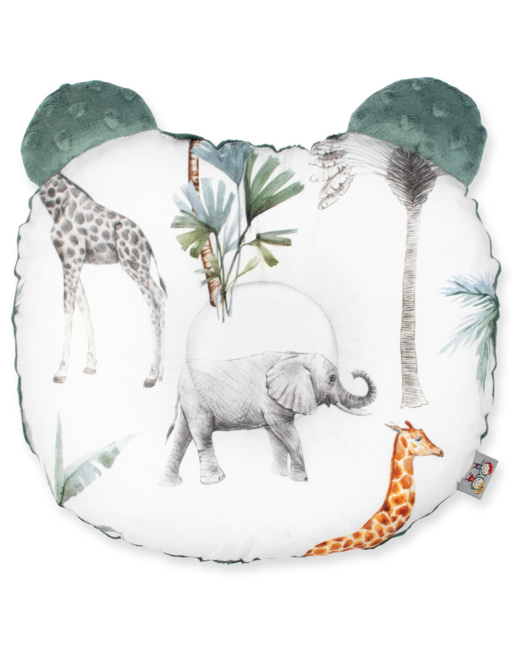 Coussin anti tête plate réversible en minky, Safari