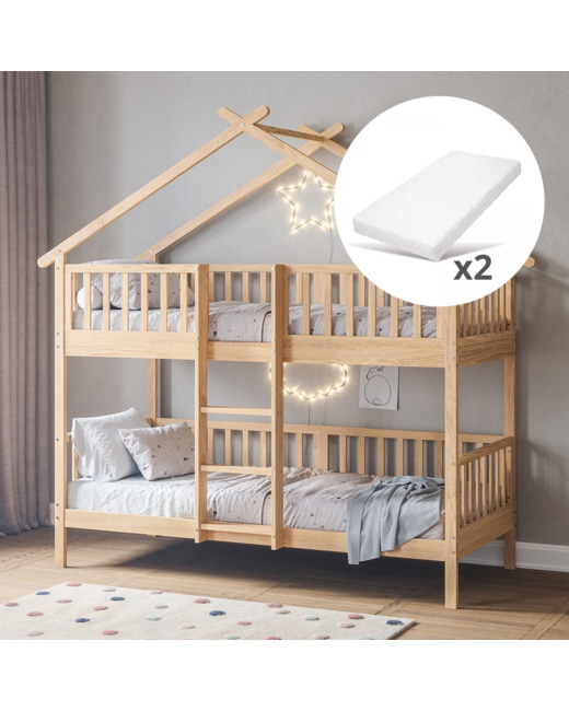 Lit cabane superposé avec matelas Maison