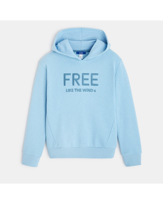 Sweat-shirt à capuche à message bleu garçon
