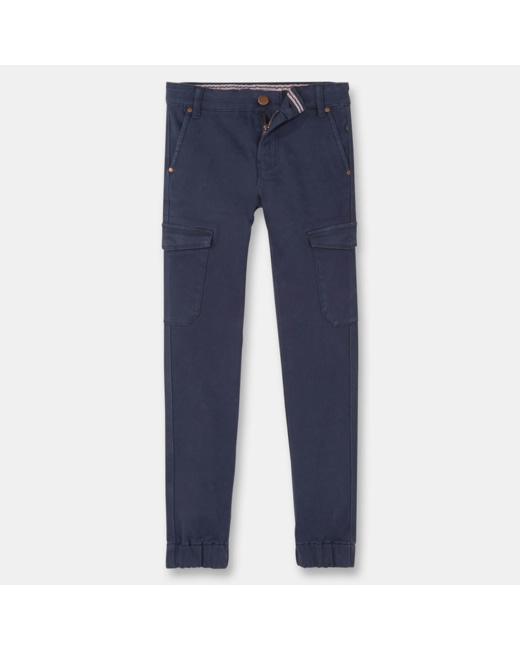 Pantalon cargo en toile bleu garçon