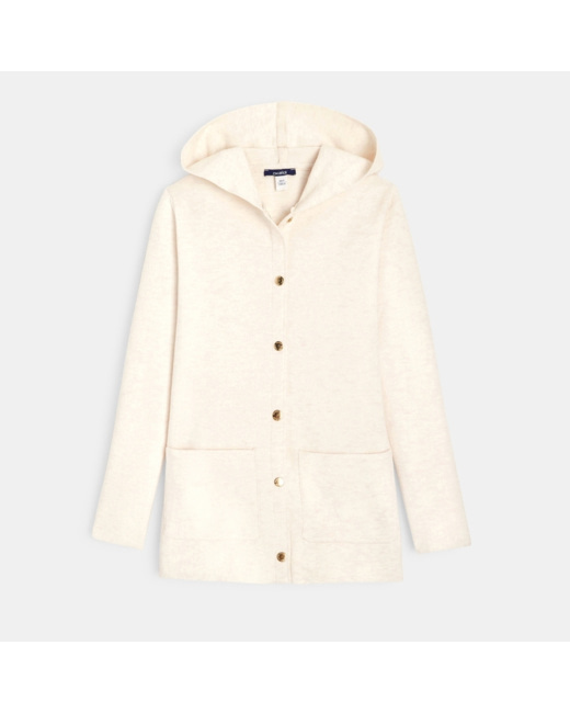 Long gilet à capuche beige fille