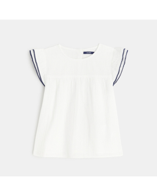 Blouse en gaze de coton blanche fille