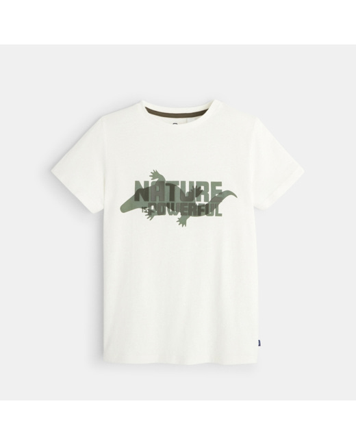T-shirt animal à message blanc garçon