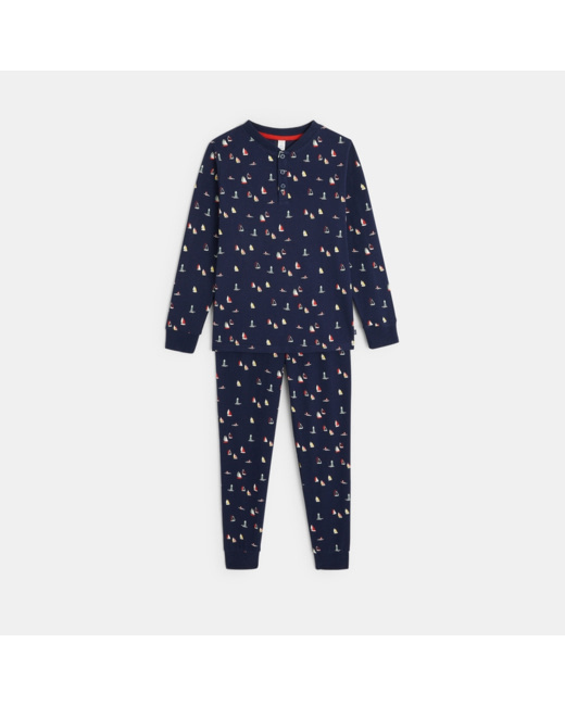 Pyjama 2 pièces en jersey imprimé bleu garçon