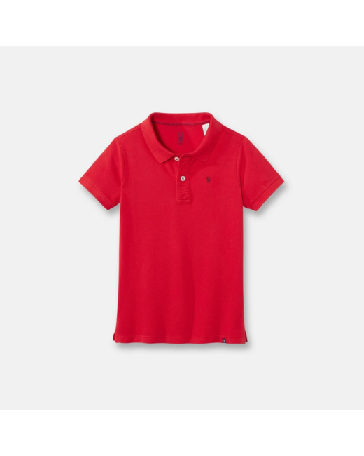 Polo piqué uni rouge garçon