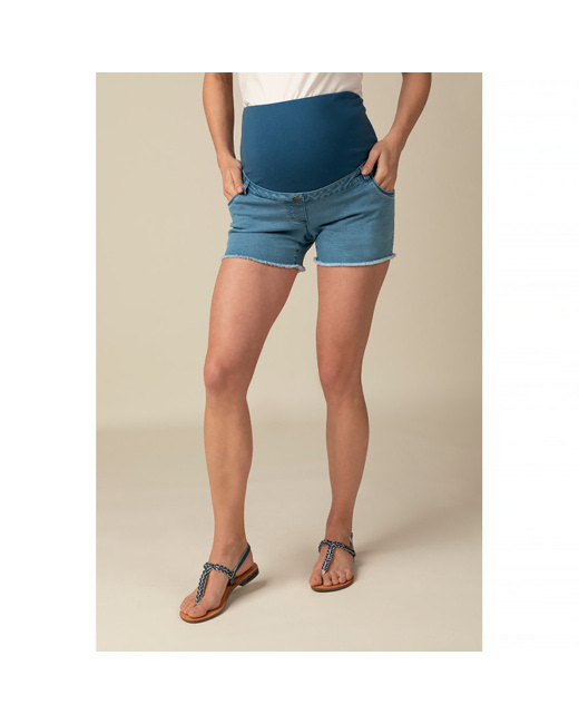 Short de grossesse en jean à bandeau haut