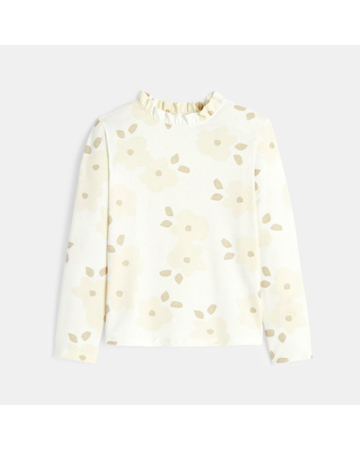 T-shirt irisé à col volanté blanc fille
