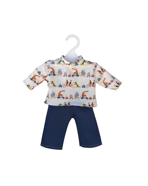 Vetement poupons - T-shirt animaux et jean