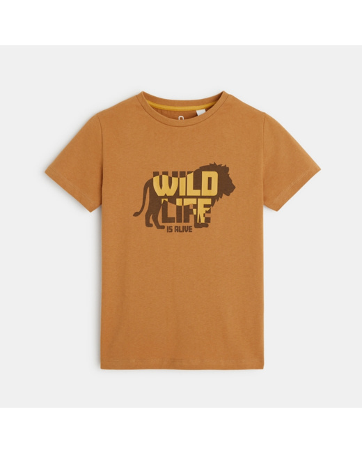 T-shirt à message "Wild life is alive" marron garçon