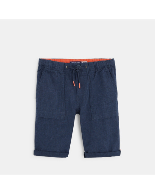 Bermuda en toile à taille élastiquée bleu garçon