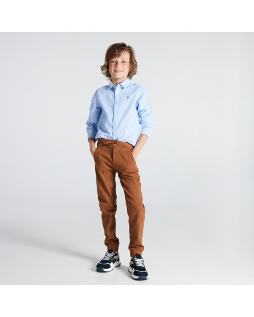 Jogpant uni en toile stretch marron garçon