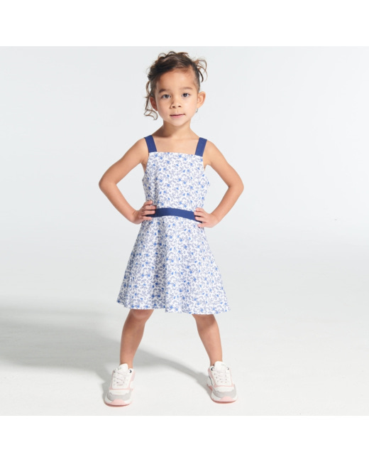 Robe à bretelles + t-shirt court 2 en 1 blanche fille