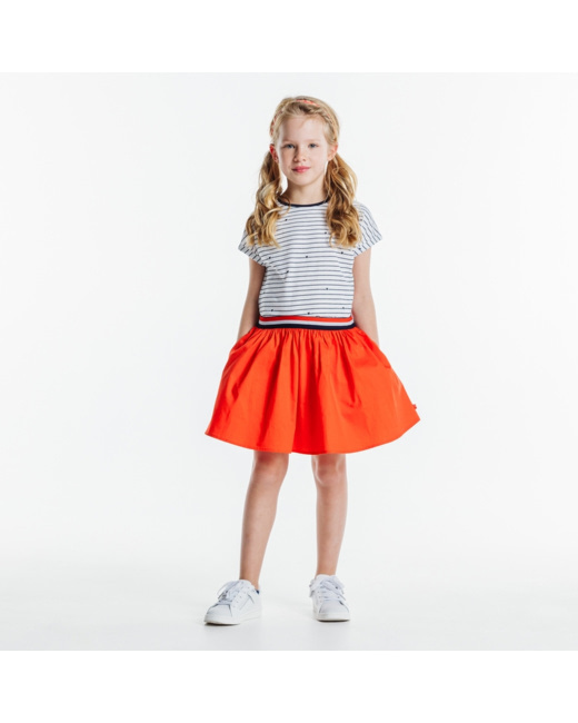 Jupe patineuse en toile orange fille