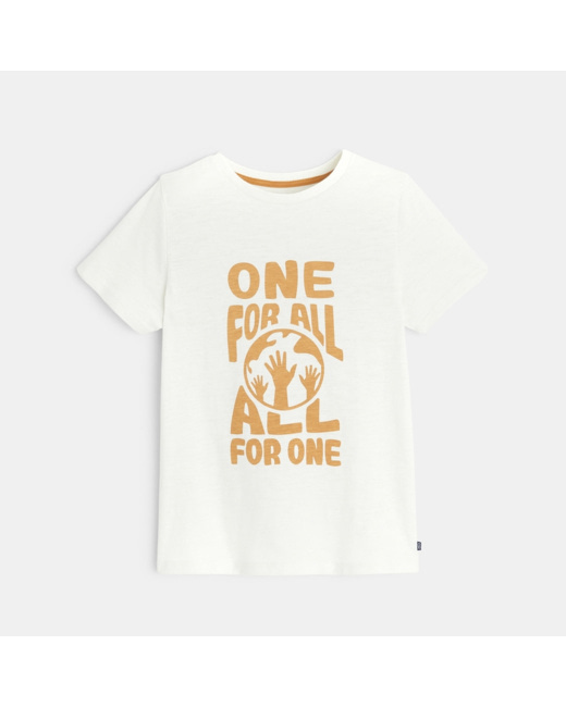 T-shirt manches courtes "one for all, all for one" blanc garçon