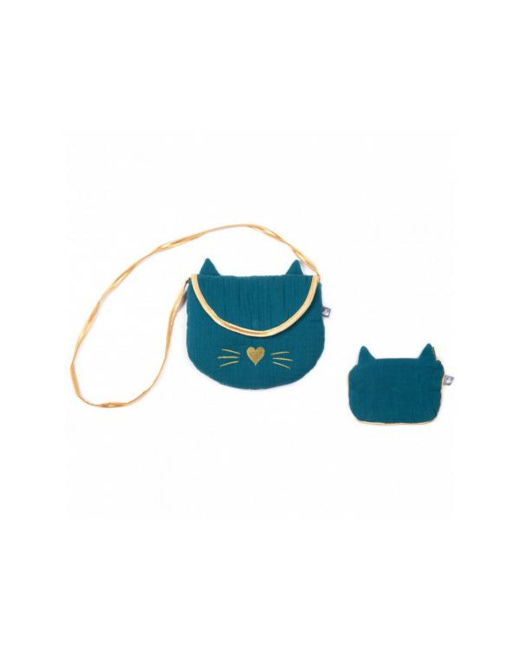 Sac bandouilère + porte-monnaie chat