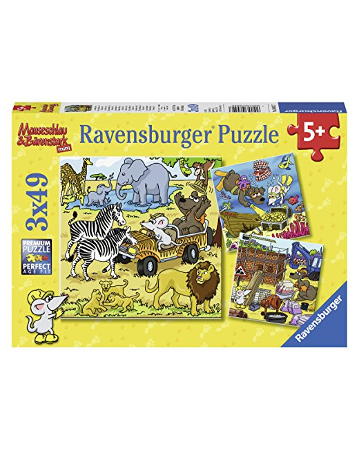 Puzzle - Aventures avec Mauseschlau et Bärenstark - 3x49 pièces