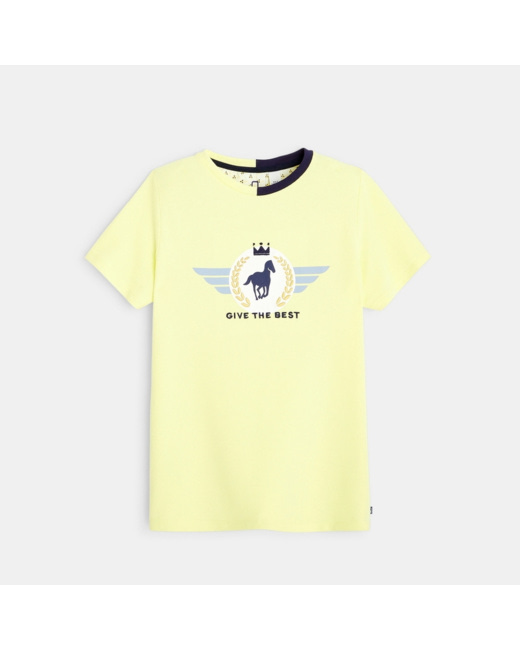T-shirt à message jaune garçon