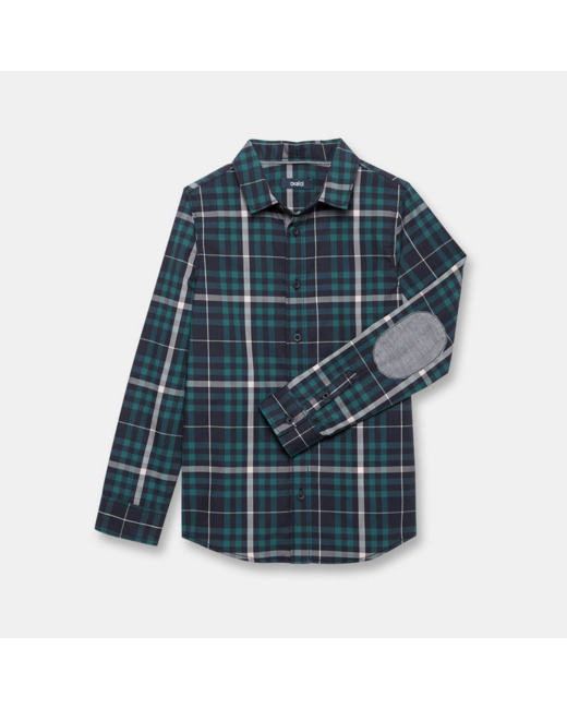 Chemise popeline à carreaux verte garçon