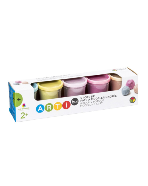 5 pots de pâte à modeler nacrée