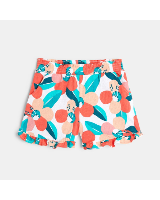 Short imprimé en jersey orange fille