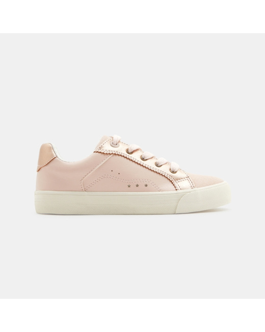 Tennis mix matières irisées à lacets roses fille