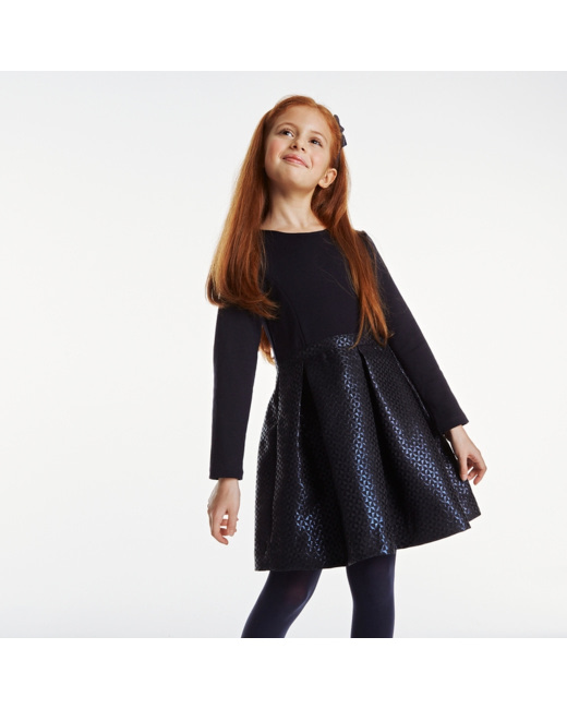 Robe de fête jacquard brillant bleue fille