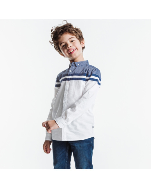 Chemise à col boutonné bleue garçon