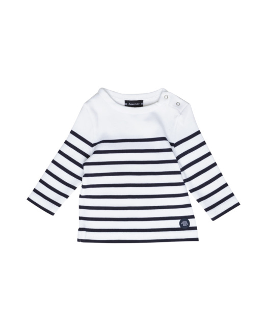 Marinière Baby - coton - Blanc/Navire