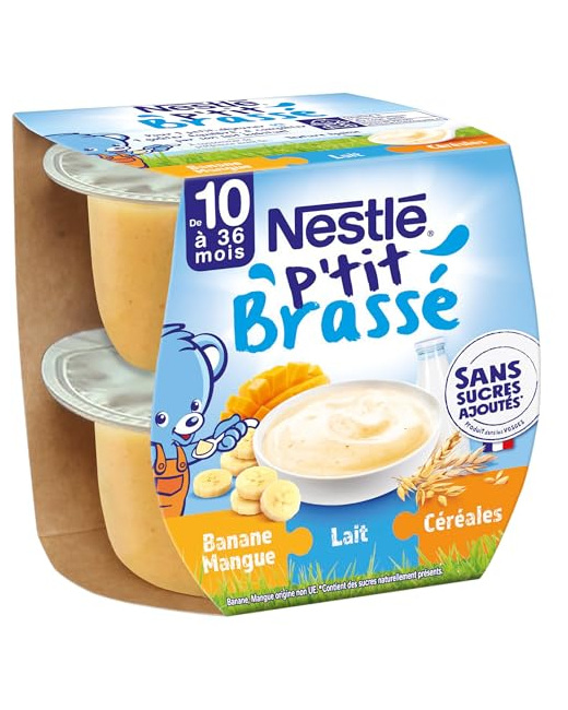 P'tit brassé banane mangue lait et céréales sans sucres ajoutés