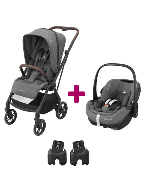 Poussette duo Léona 2  + pebble 360 pro 2 essential