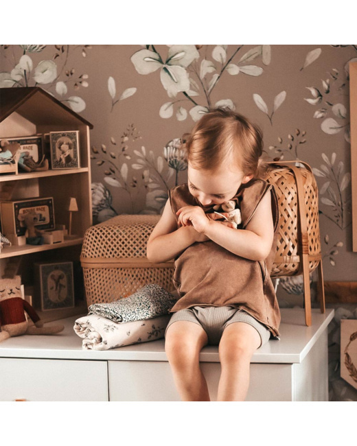 Papier peint enfant trèfles beige