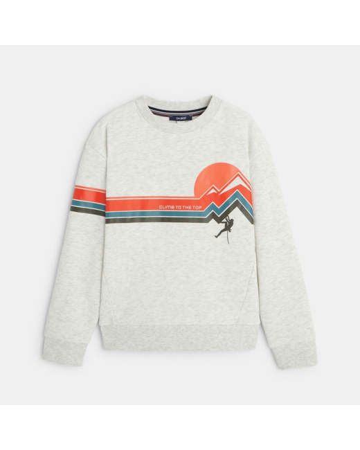 Sweat-shirt à message "Climb to the top" blanc garçon