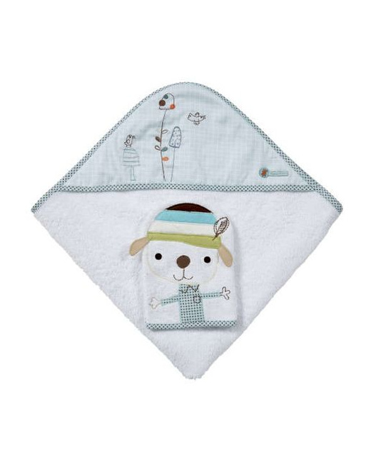 Carré de bain avec gant de toilette Scrapbook Bleu