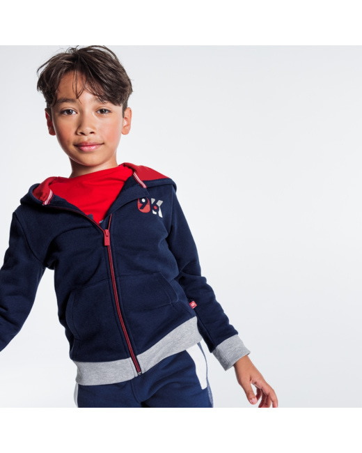Sweat-shirt zippé à capuche OK96 bleu garçon