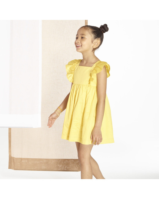 Robe de cérémonie unie jaune fille