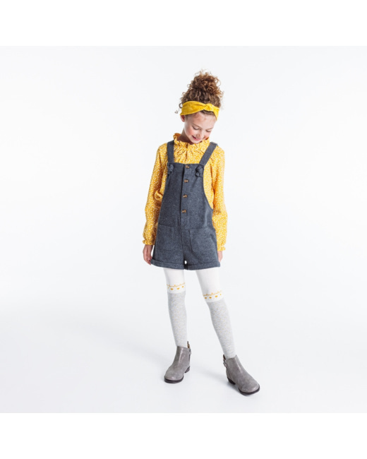 Salopette-short chinée grise fille