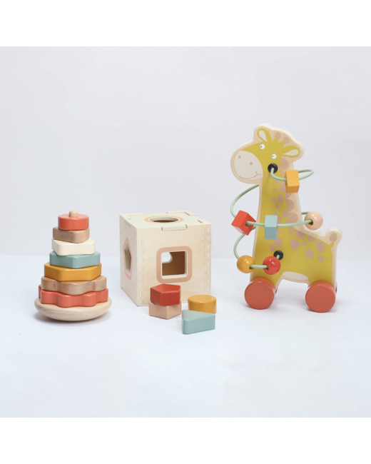 Coffret de 3 jouets d'éveil en bois