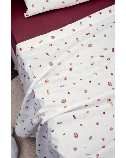 Drap plat 1 personne coton bio Gourmandises