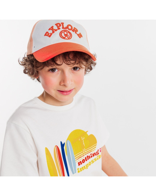 Casquette en toile bicolore orange garçon