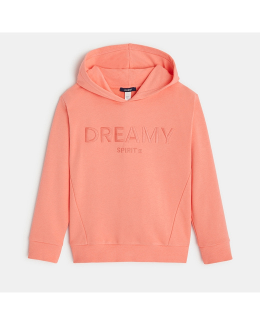 Sweat à capuche à message orange fille