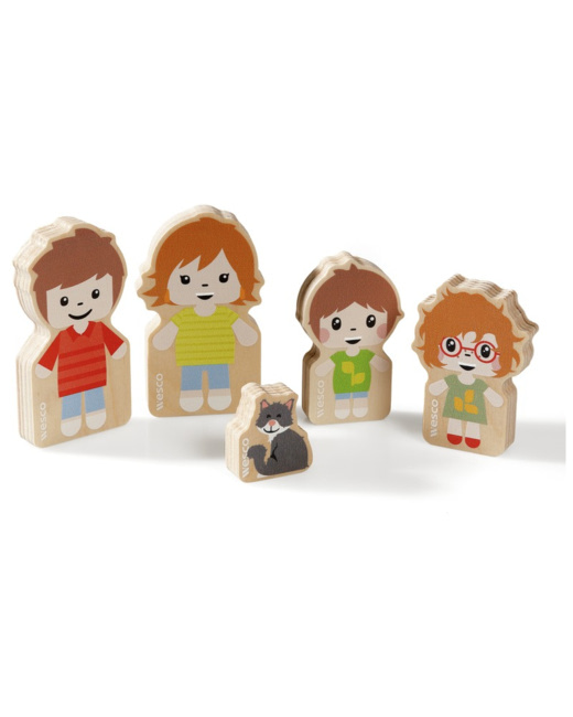Maxi lot 5 figurines en bois famille dubois