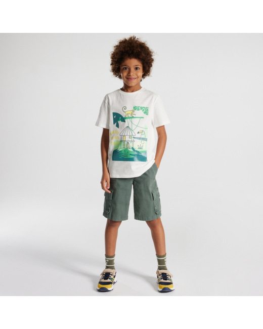 T-shirt à motif placé blanc garçon