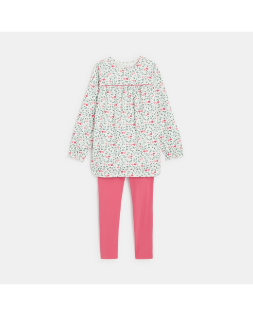 Pyjama 2 pièces en jersey vert fille