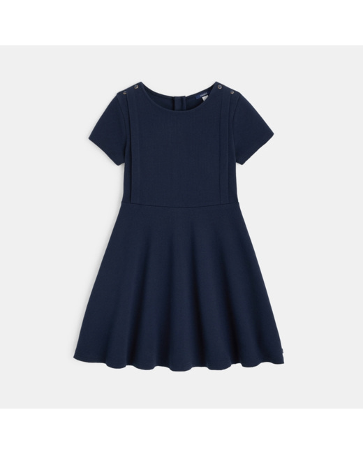 Robe manches courtes côtelée bleue fille