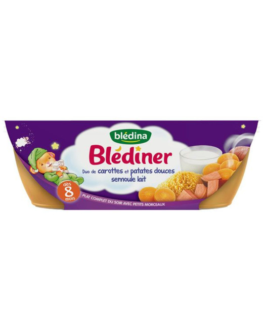 Blediner Bols duo de carottes et patates douces semoule lait