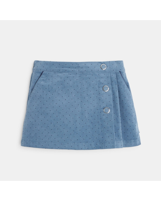Jupe-short en velours côtelé à pois bleue fille