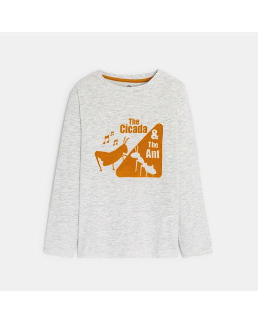 T-shirt manches longues thème fables blanc garçon