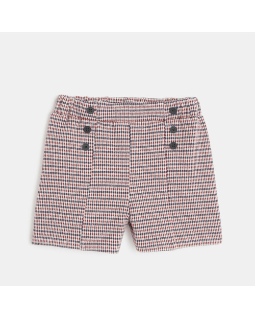 Short à carreaux pied-de-poule rouge fille