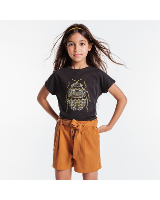 T-shirt à motif brodé gris fille